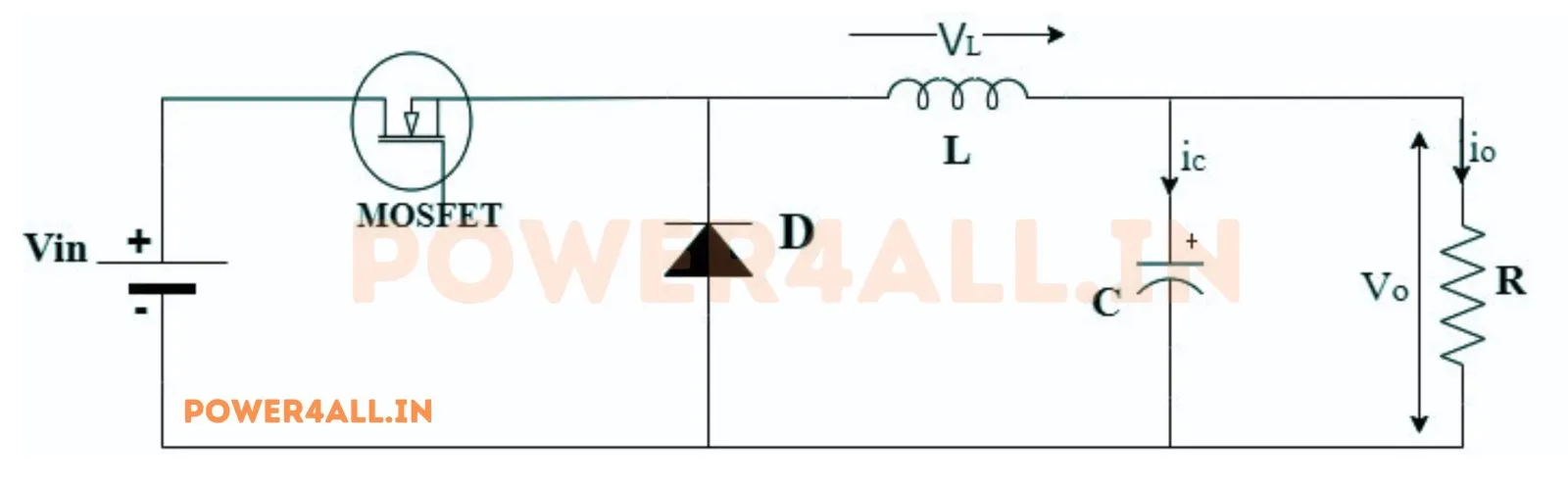 Buck (Step-Down) circuit diagram – Power4All